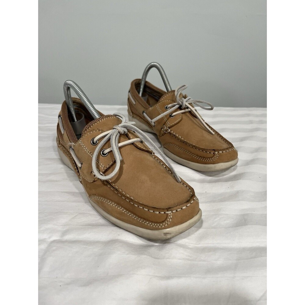 Vintage G.H. Bass Breezy Boat Shoes Tan Leather Mesh Men's 9M 4200-278 Nautical